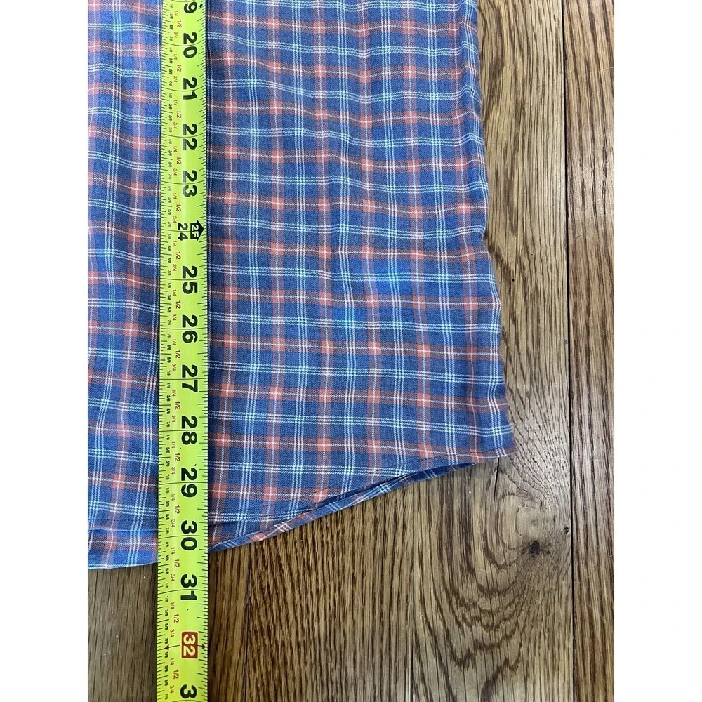 Faherty Mens Reddish Blue Gray Plaid Button Up Long Sleeve Cotton Shirt XL - Picture 15 of 15